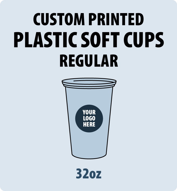 32oz Custom Printed PP Plastic Flat Cups (Soft Type)