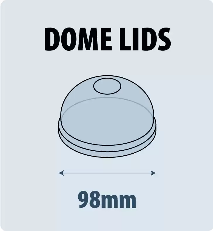 Clear Plastic Dome Lid for PET Cups - 98mm